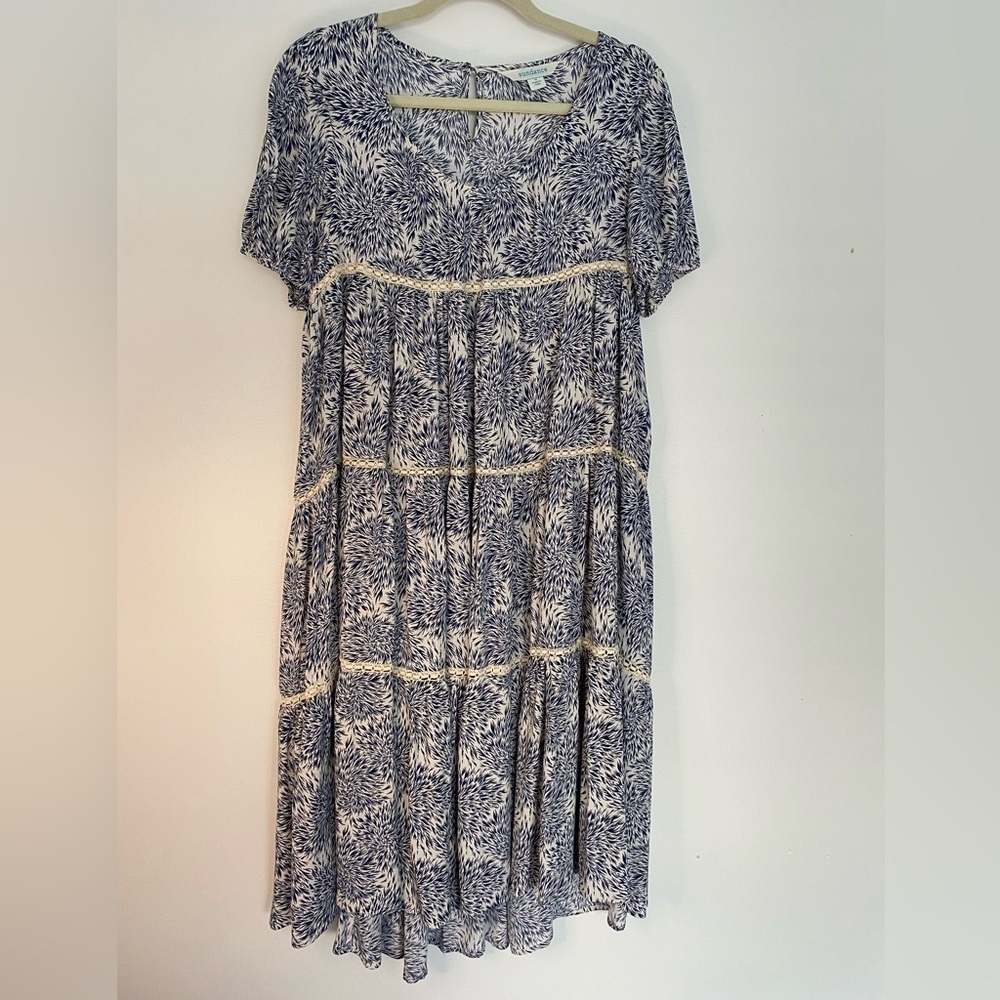 Sundance Womens Dress Size Small Blue And White Floral Tiered Crochet Boho Beach - Picture 2 of 10